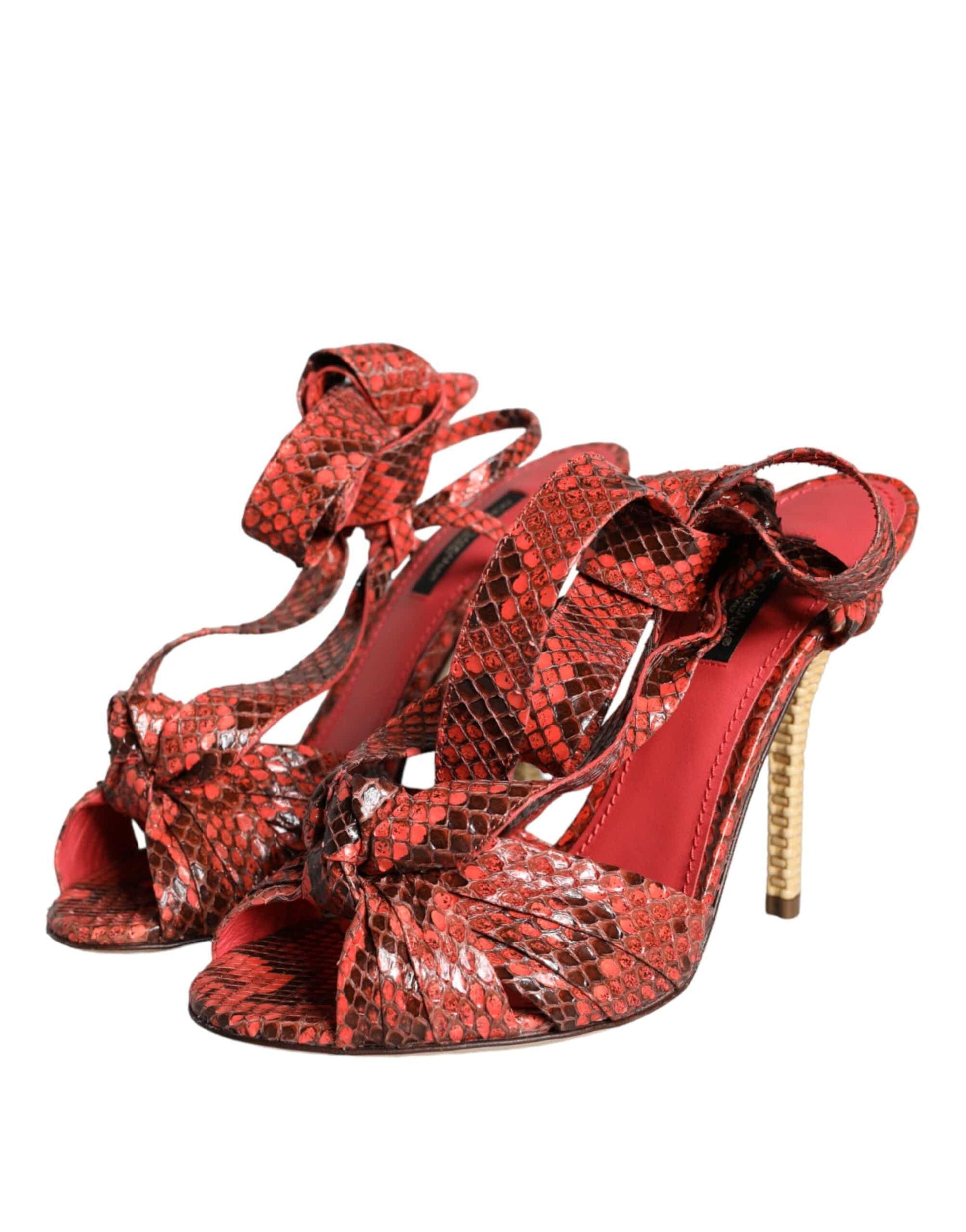 Dolce & Gabbana Coral Exotic Leather Heels Sandals Shoes - ACCEXO
