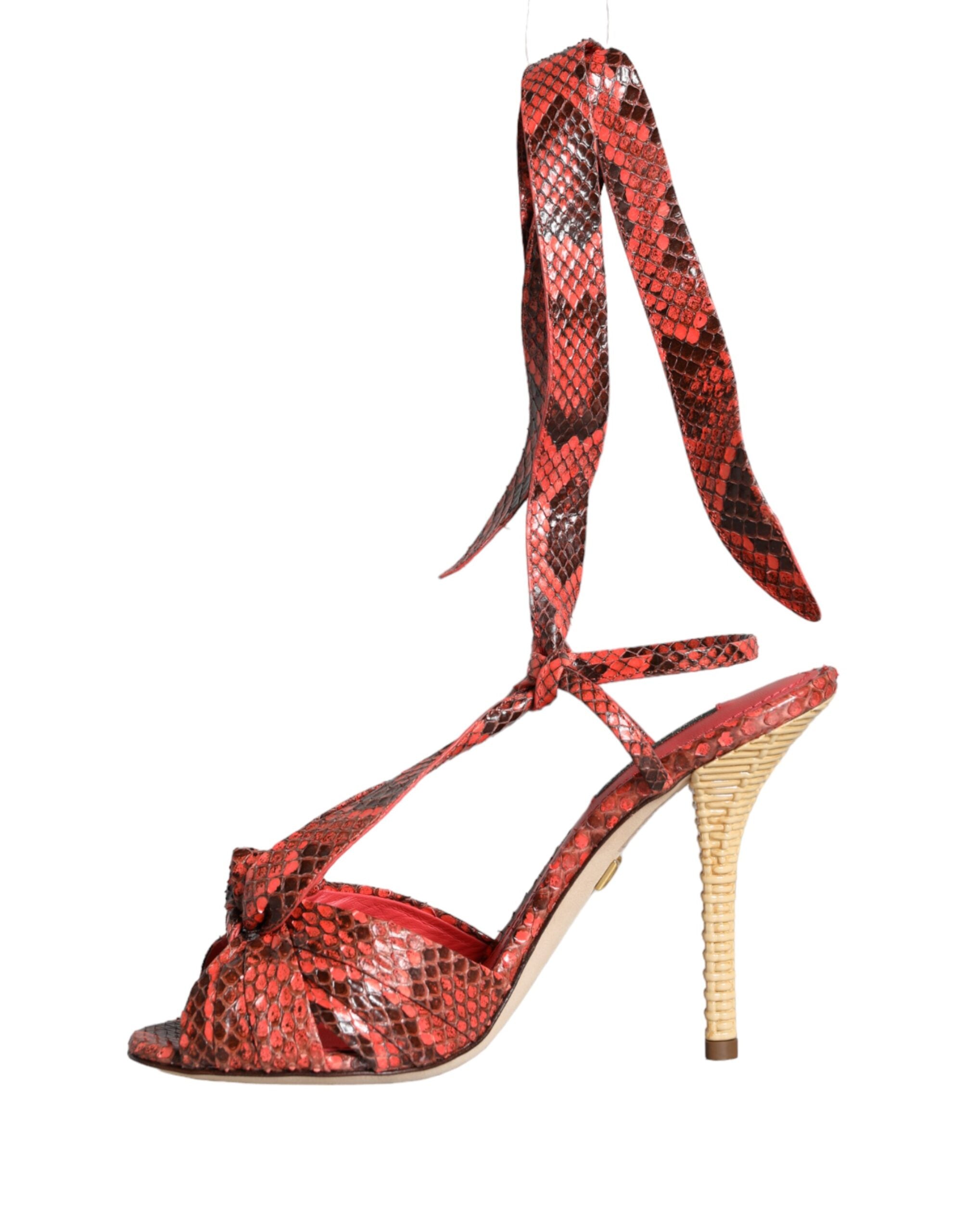 Dolce & Gabbana Coral Exotic Leather Heels Sandals Shoes - ACCEXO