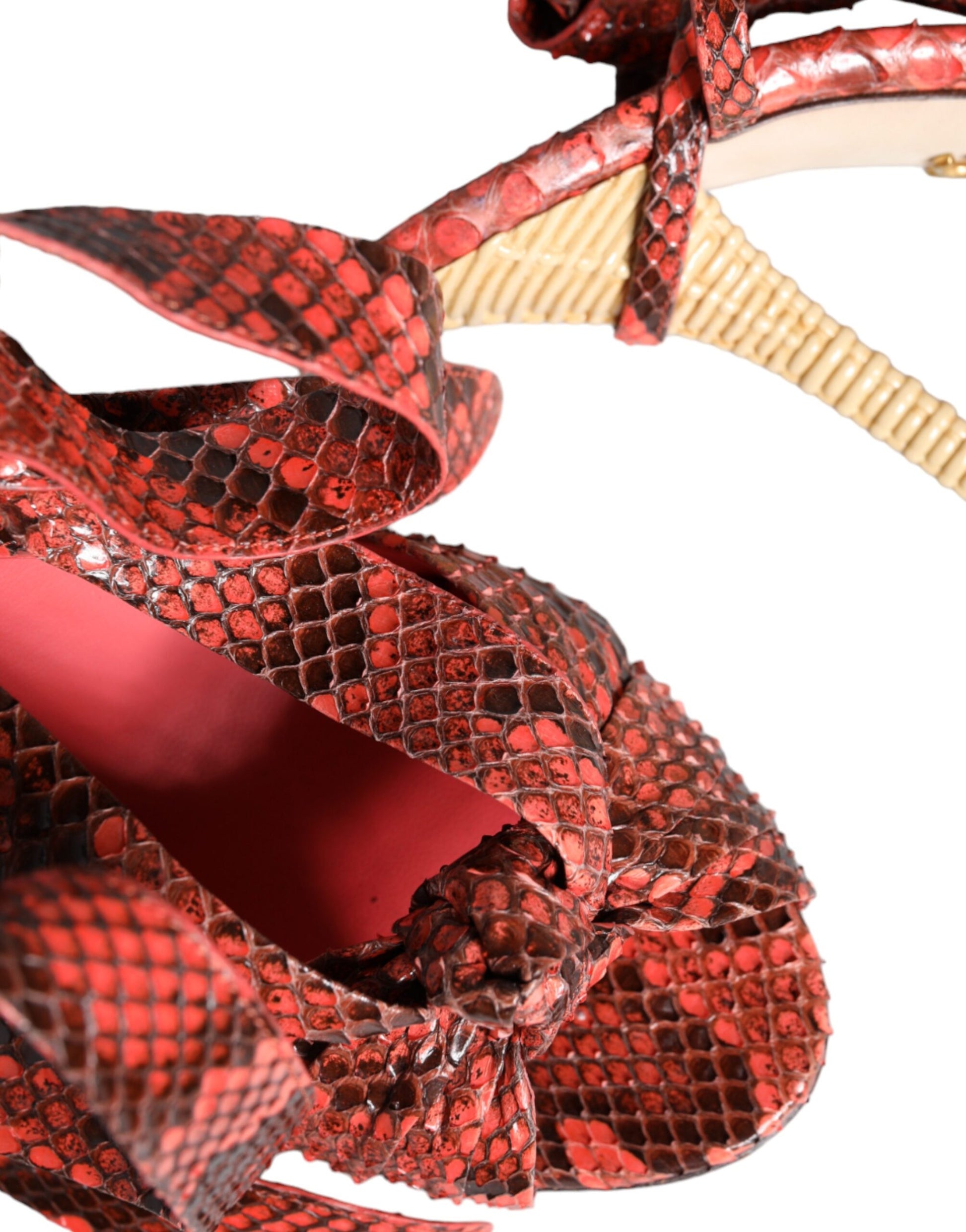Dolce & Gabbana Coral Exotic Leather Heels Sandals Shoes - ACCEXO