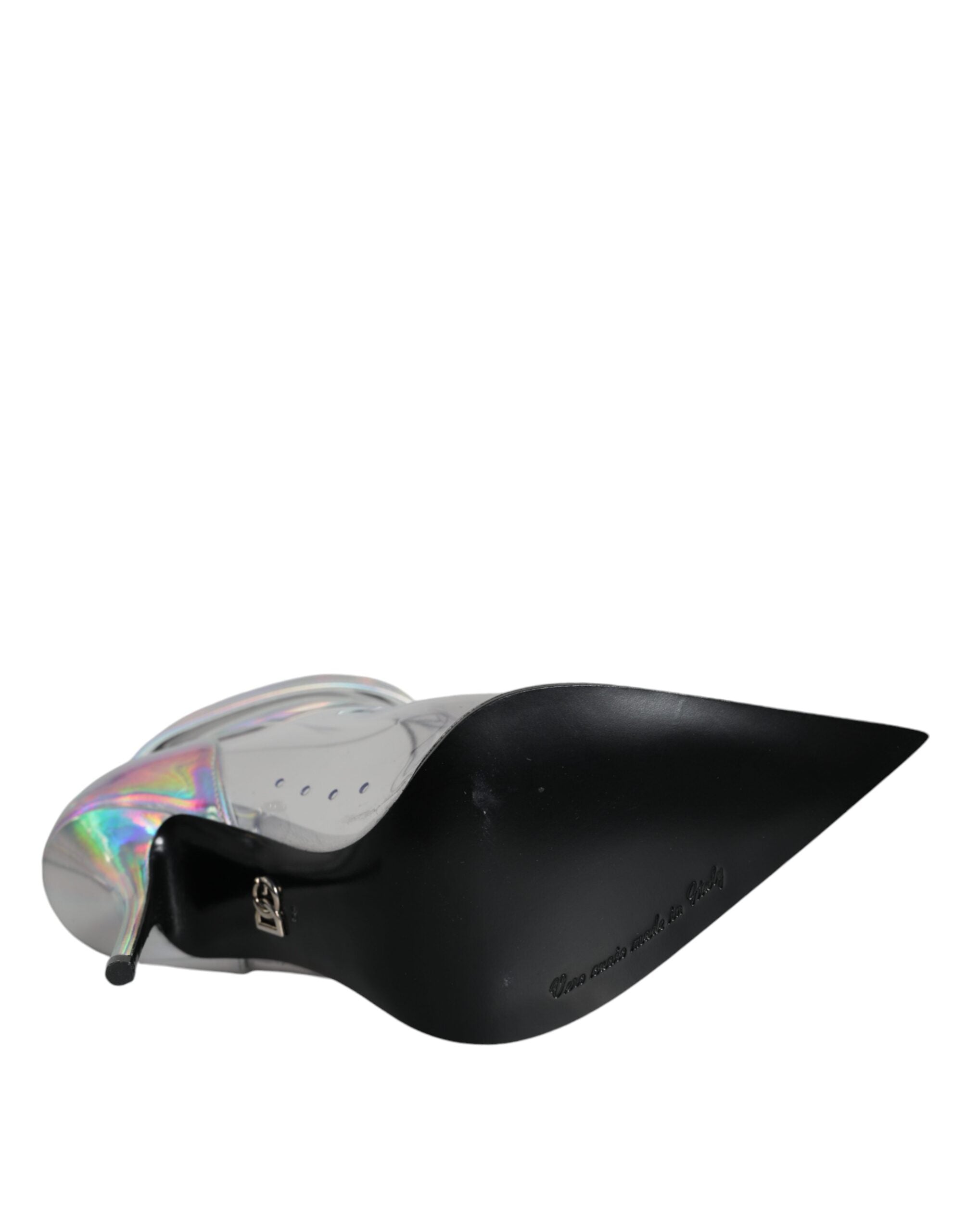 Dolce & Gabbana Silver Iridescent PVC Pointed Short Boots Shoes - ACCEXO