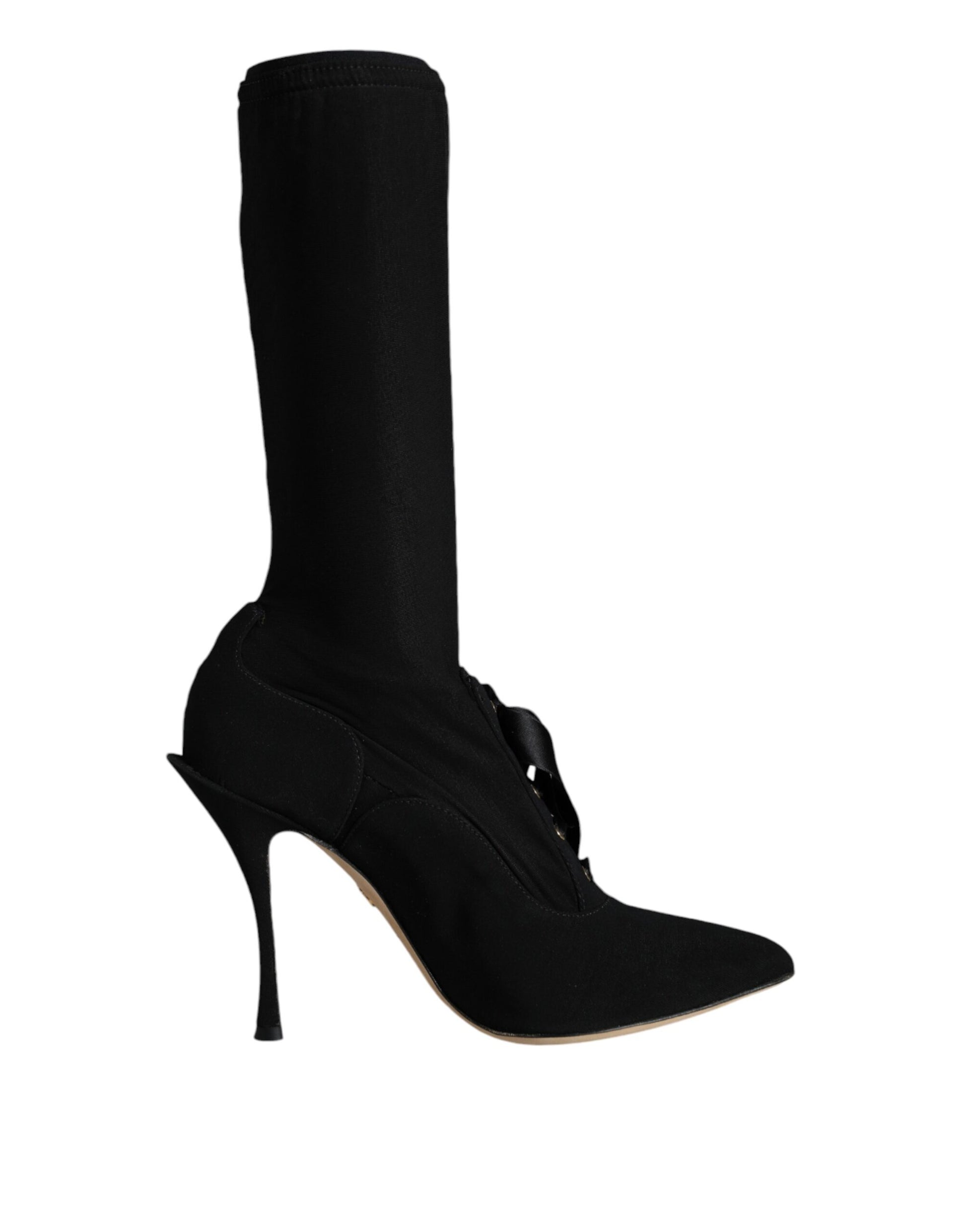 Dolce & Gabbana Black Stiletto Heels Mid Calf Boots Shoes - ACCEXO