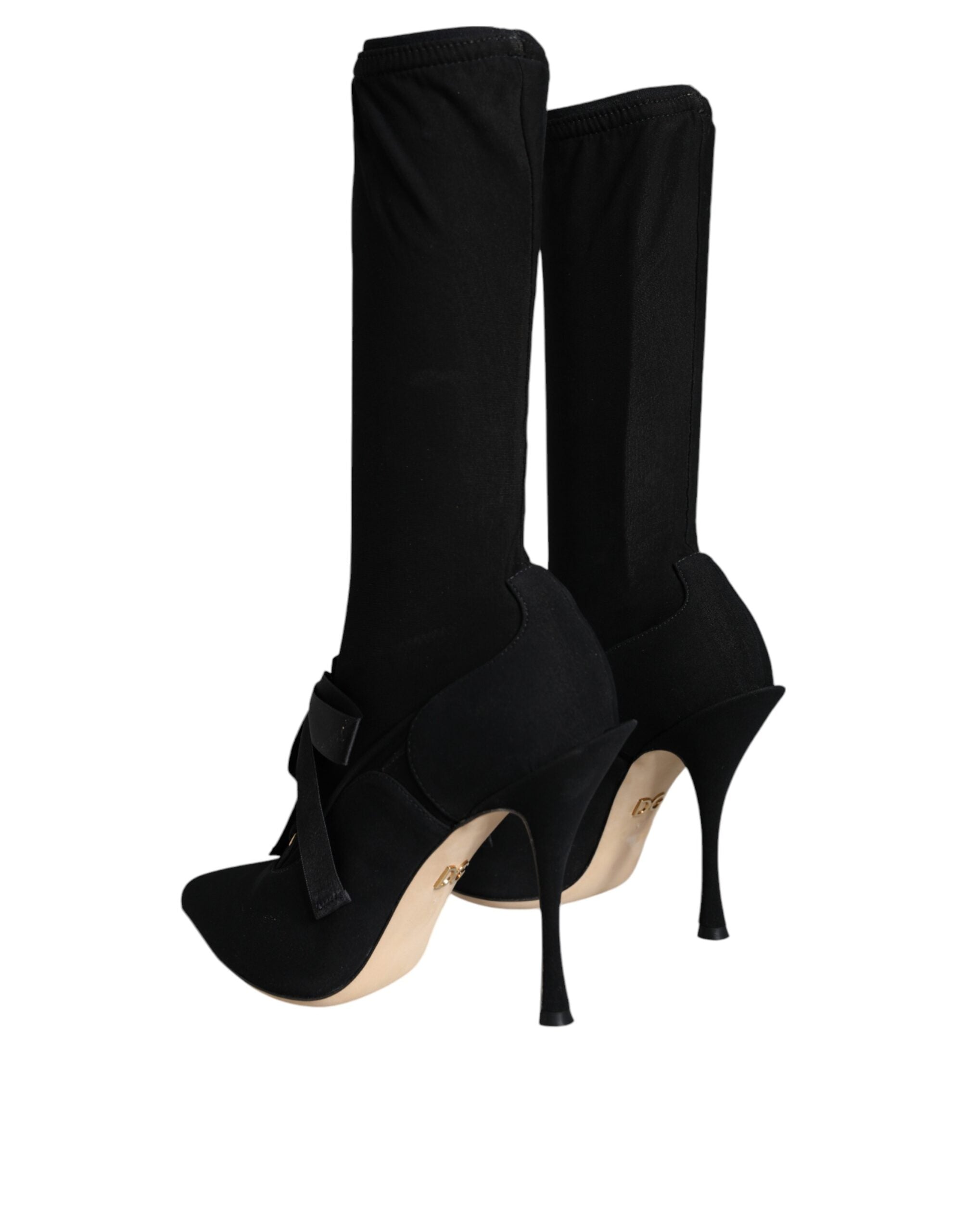 Dolce & Gabbana Black Stiletto Heels Mid Calf Boots Shoes - ACCEXO