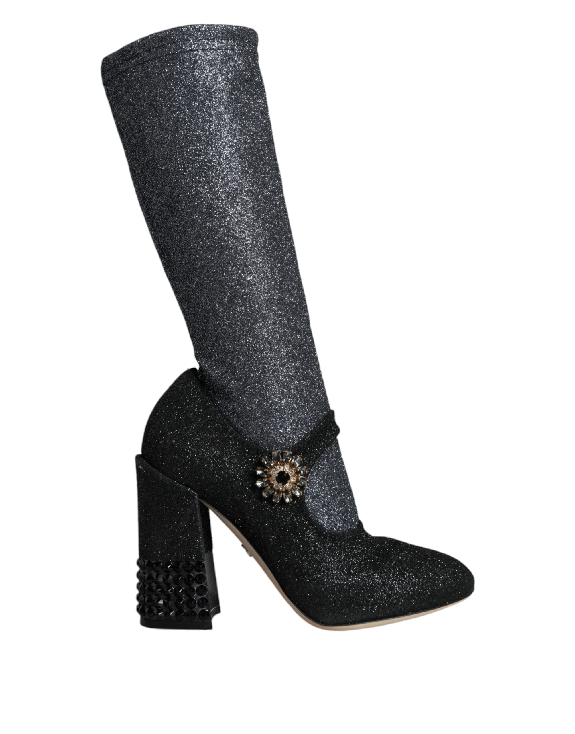 Dolce & Gabbana Black Crystal Mary Janes Booties Shoes - ACCEXO Main image