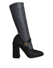 Dolce & Gabbana Black Crystal Mary Janes Booties Shoes - ACCEXO