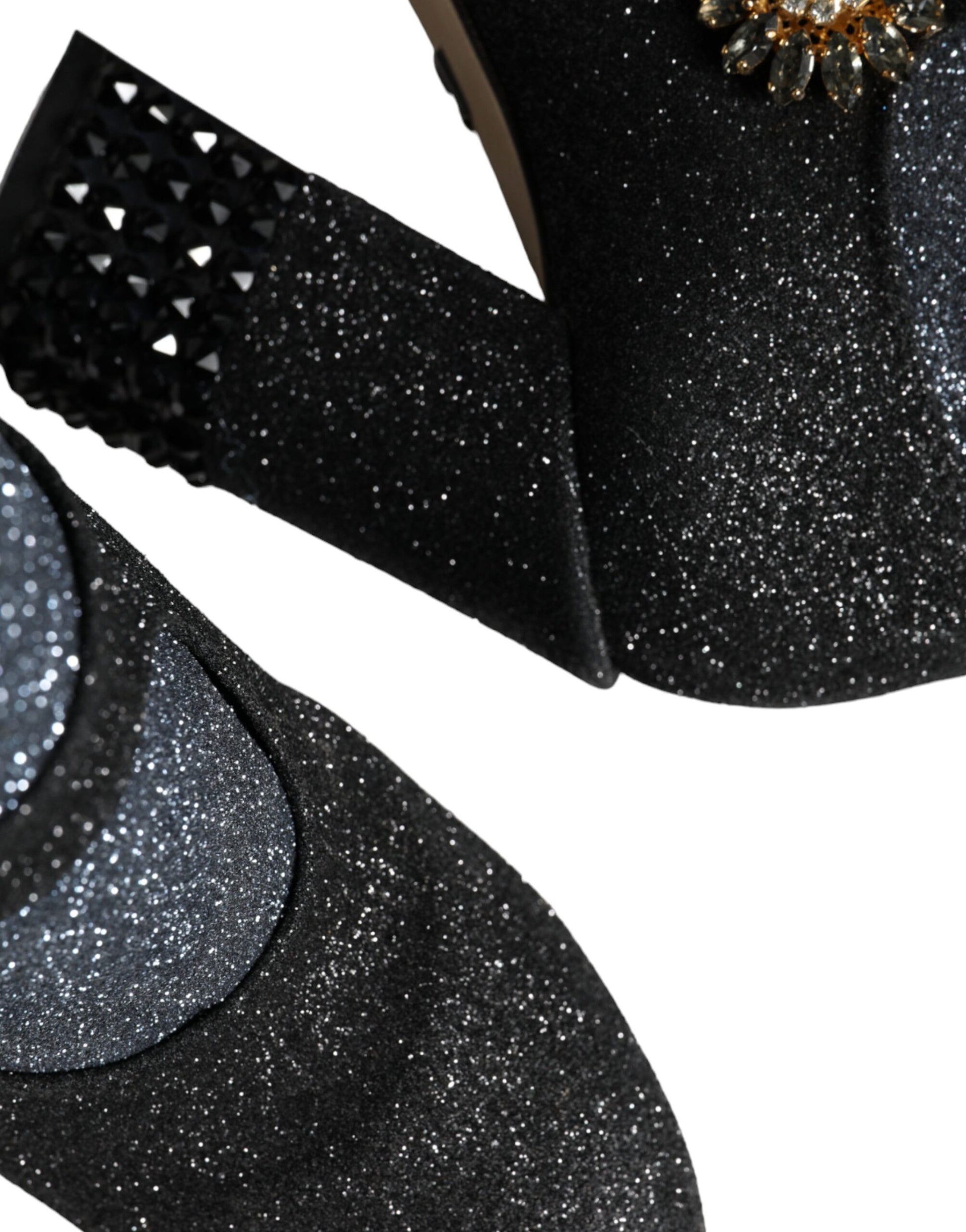 Dolce & Gabbana Black Crystal Mary Janes Booties Shoes - ACCEXO