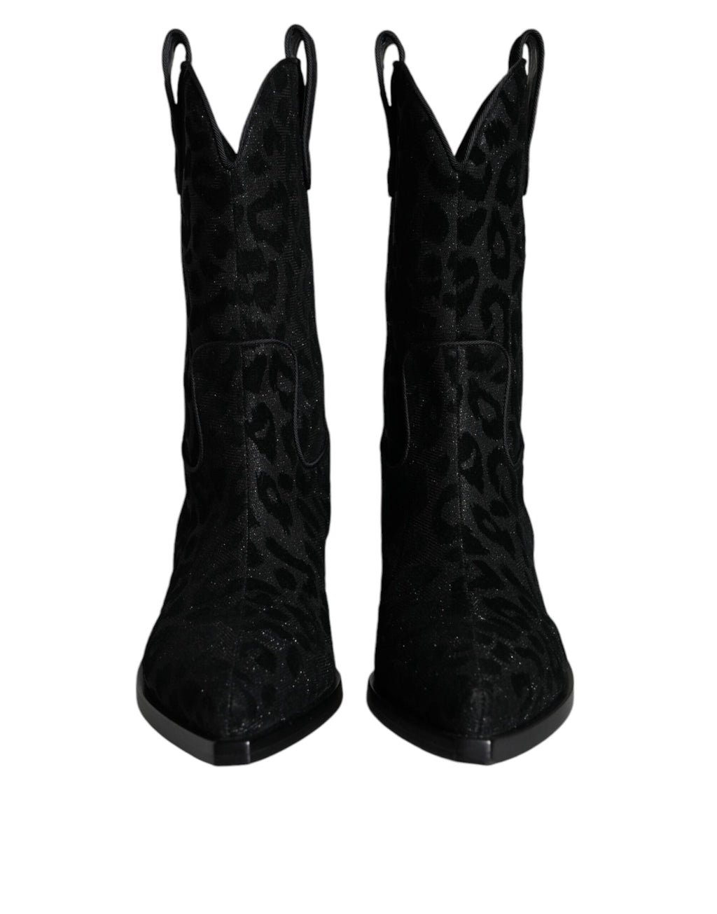 Dolce & Gabbana Black Gray Leopard Cowboy Boots Shoes - ACCEXO