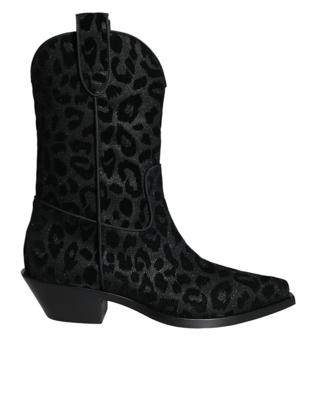 Dolce & Gabbana Black Gray Leopard Cowboy Boots Shoes - ACCEXO