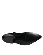 Dolce & Gabbana Black Gray Leopard Cowboy Boots Shoes - ACCEXO