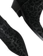 Dolce & Gabbana Black Gray Leopard Cowboy Boots Shoes - ACCEXO