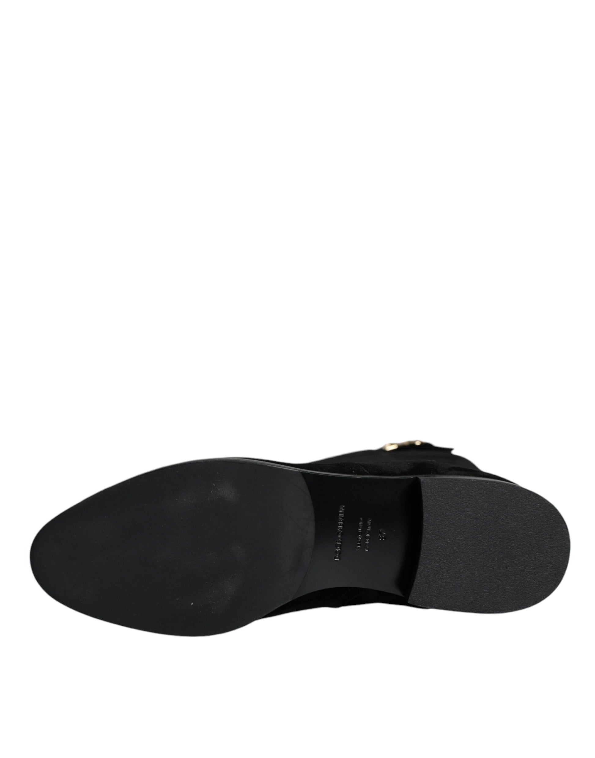 Dolce & Gabbana Black Suede Leather Knee High Boots Shoes - ACCEXO