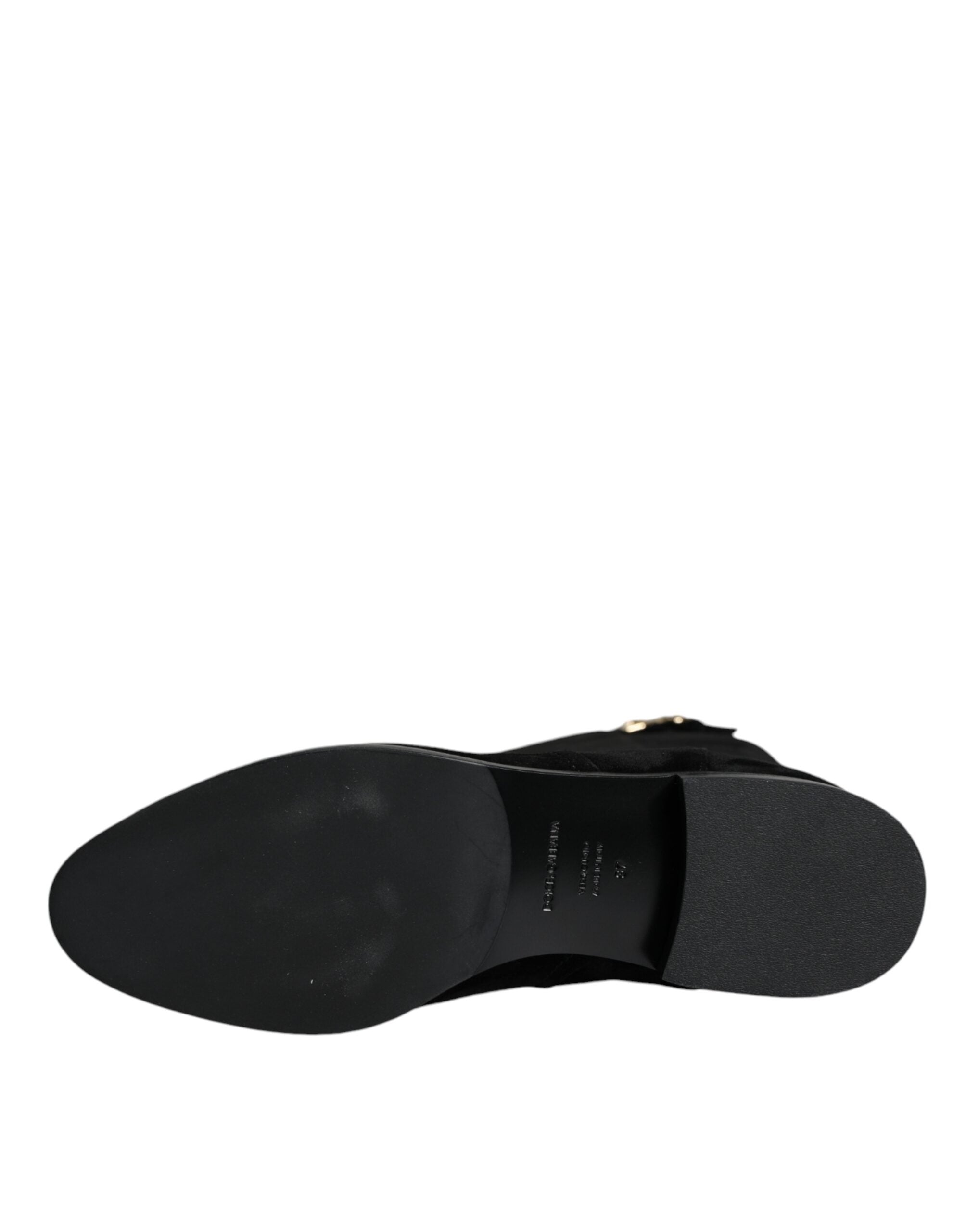 Dolce & Gabbana Black Suede Leather Knee High Boots Shoes - ACCEXO