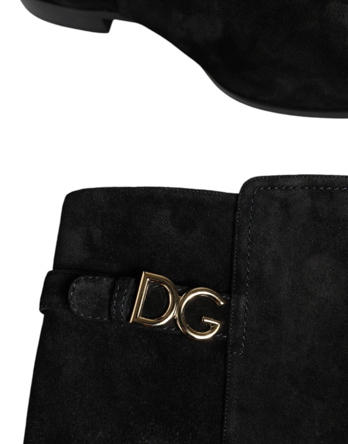 Dolce & Gabbana Black Suede Leather Knee High Boots Shoes