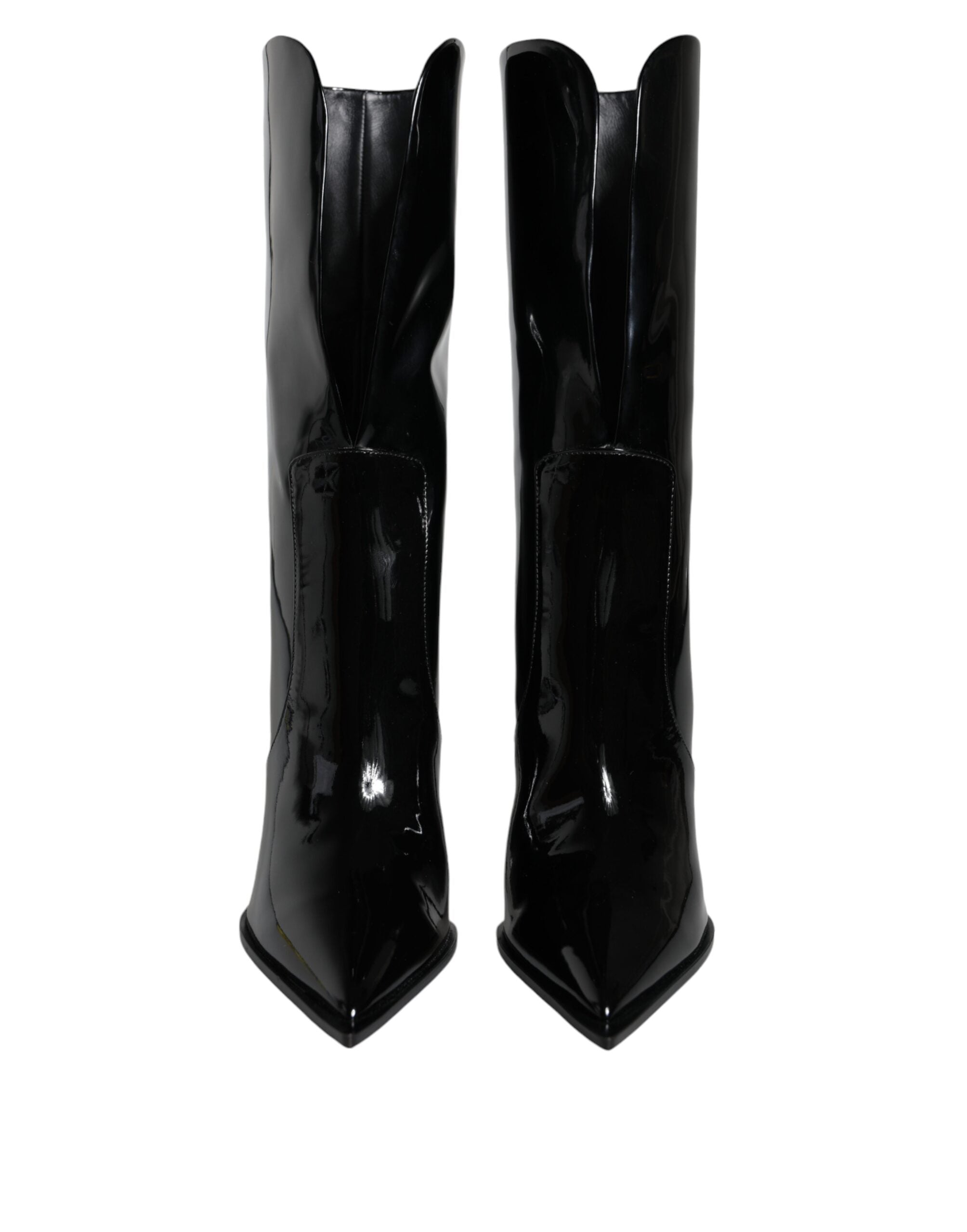 Dolce & Gabbana Black Patent Leather Mid Calf Boots Shoes Secondary image