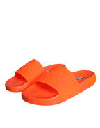 Dolce & Gabbana Orange Rubber Slides Sandals Beachwear Shoes - ACCEXO