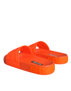 Dolce & Gabbana Orange Rubber Slides Sandals Beachwear Shoes - ACCEXO