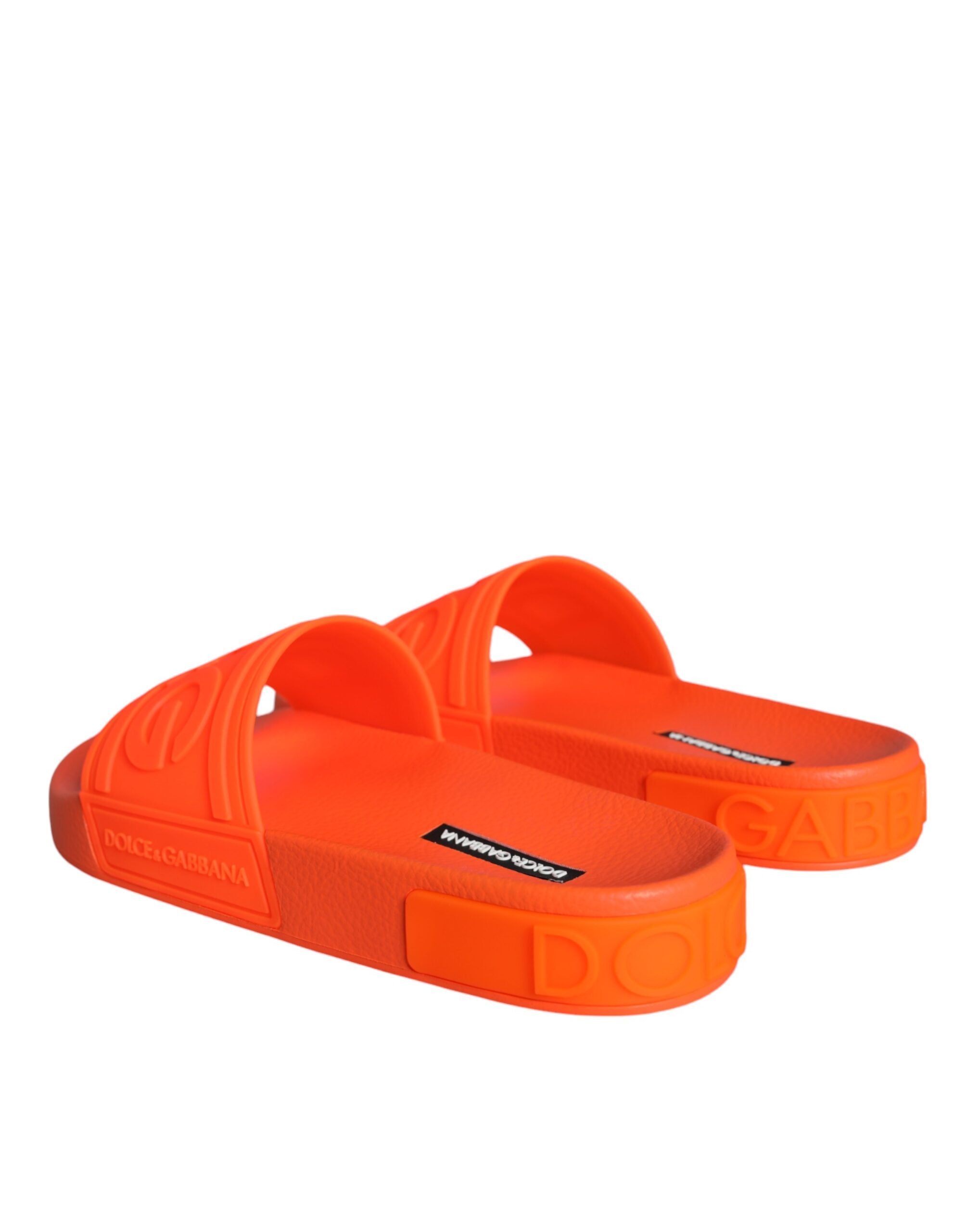 Dolce & Gabbana Orange Rubber Slides Sandals Beachwear Shoes - ACCEXO