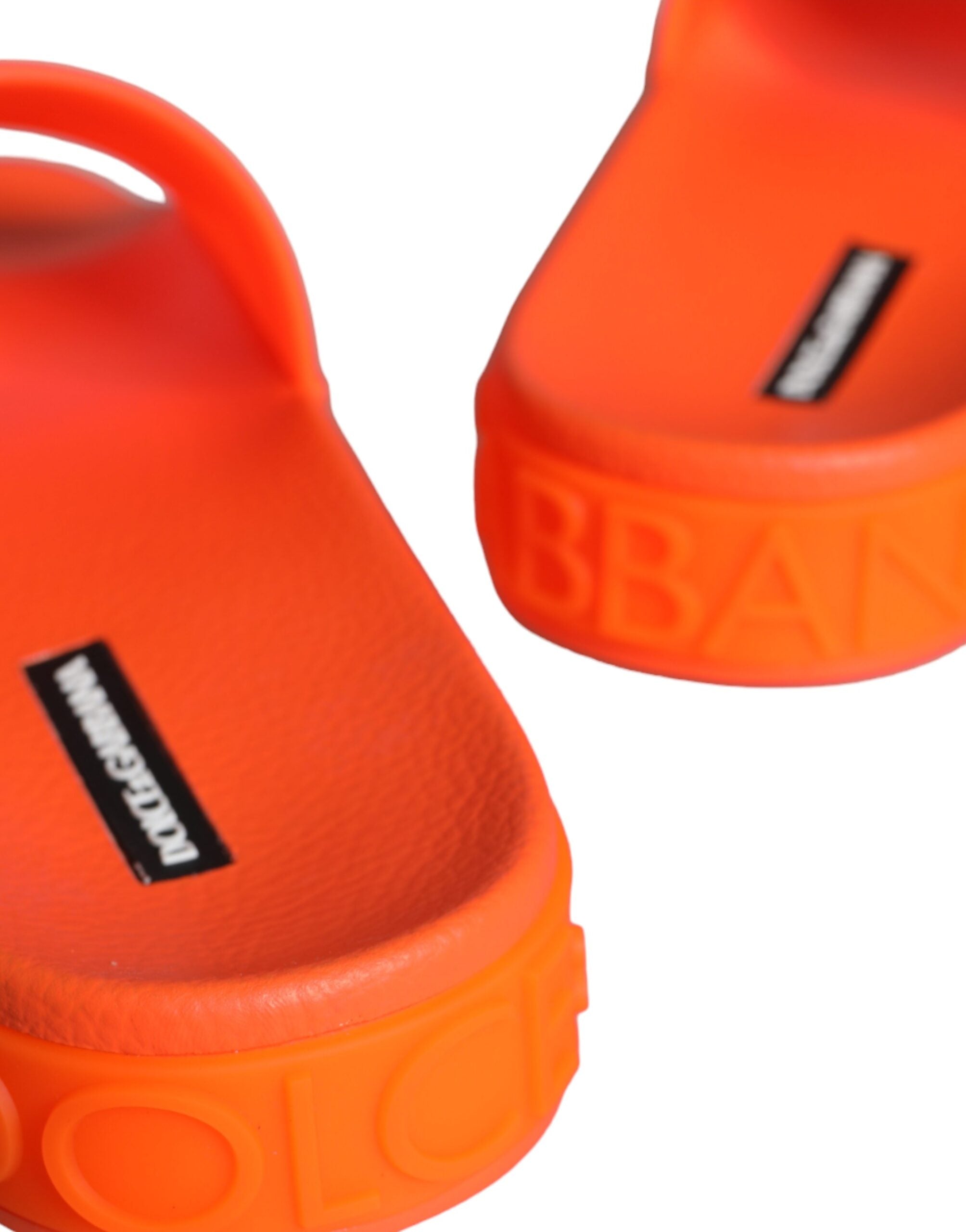 Dolce & Gabbana Orange Rubber Slides Sandals Beachwear Shoes - ACCEXO