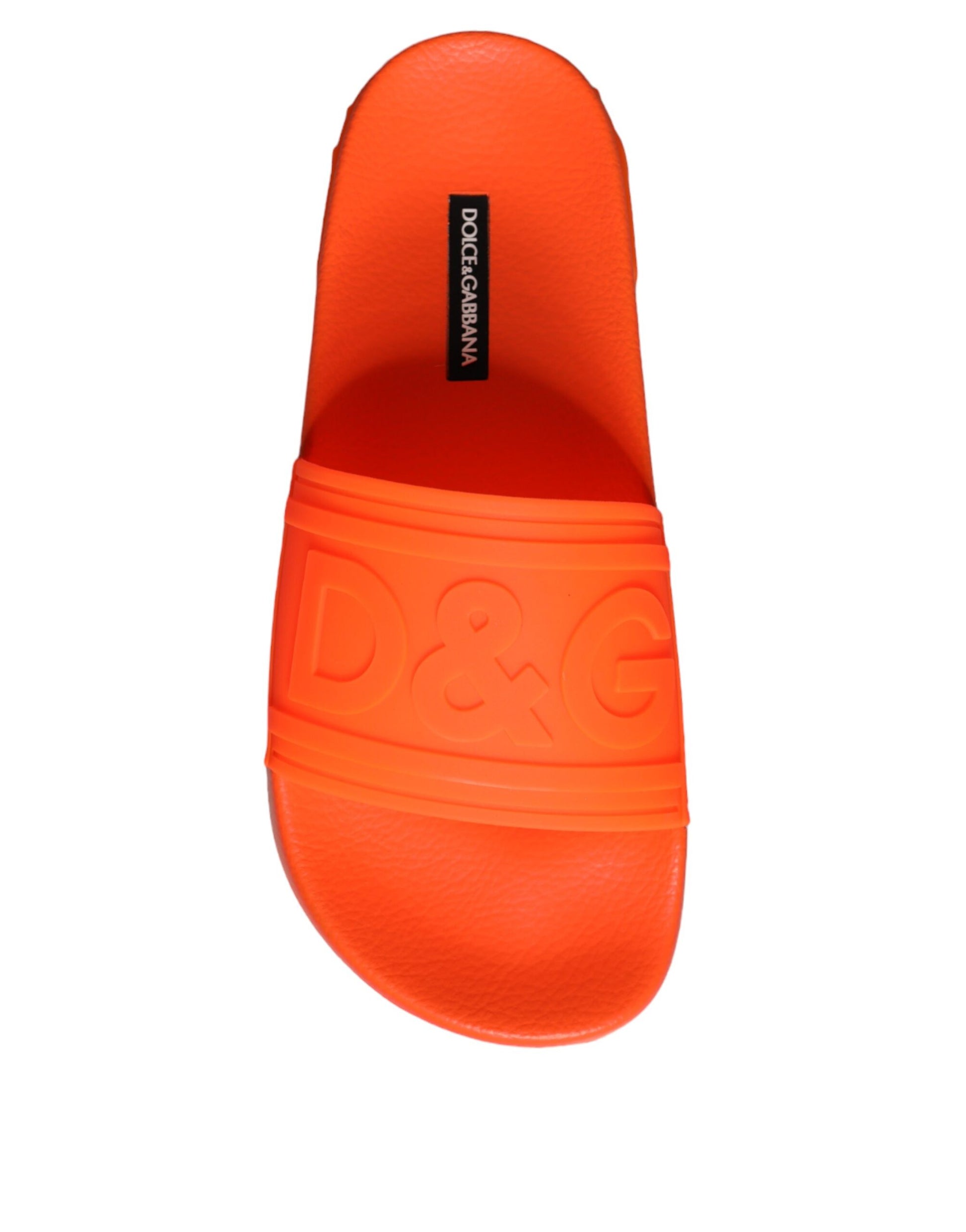 Dolce & Gabbana Orange Rubber Slides Sandals Beachwear Shoes - ACCEXO