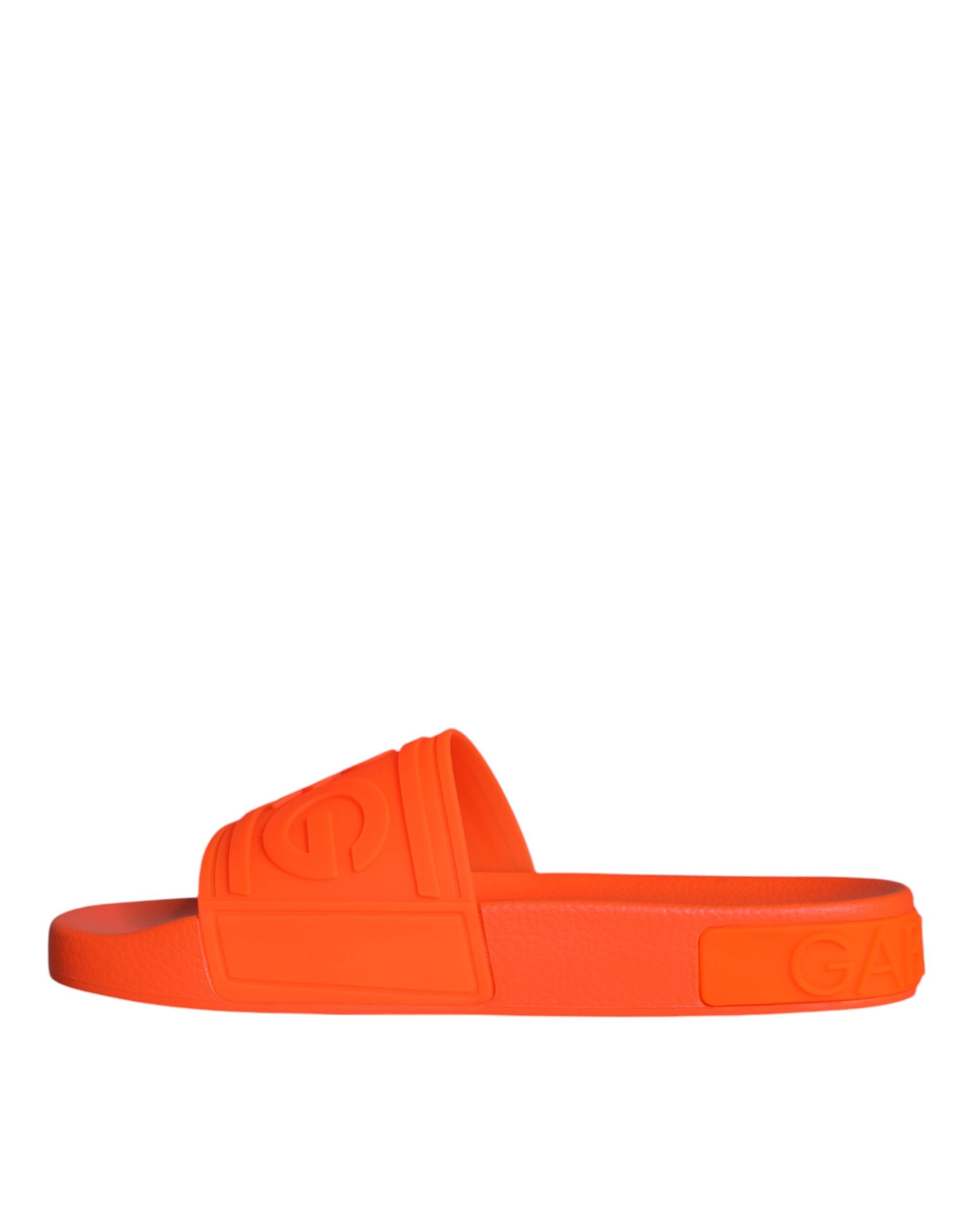 Dolce & Gabbana Orange Rubber Slides Sandals Beachwear Shoes - ACCEXO