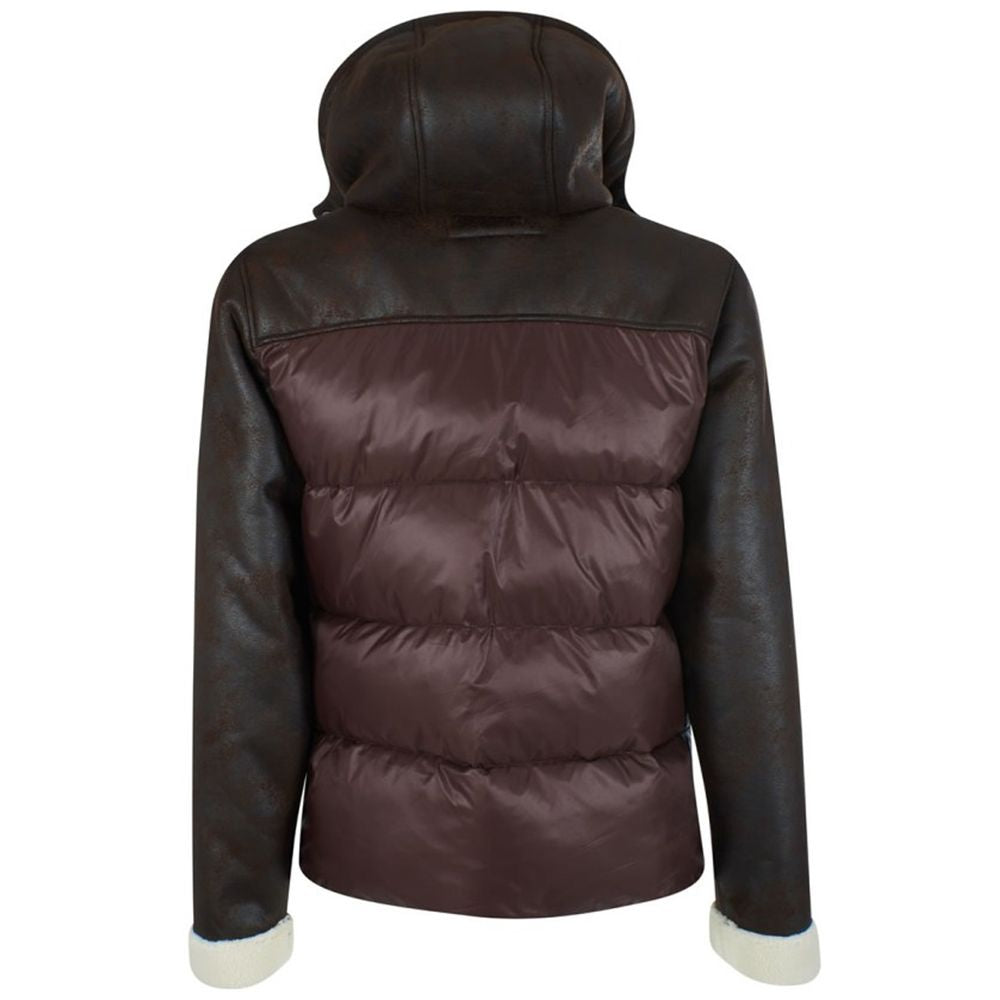 Yes Zee Brown Nylon Men's Quilted Jacket - ACCEXO