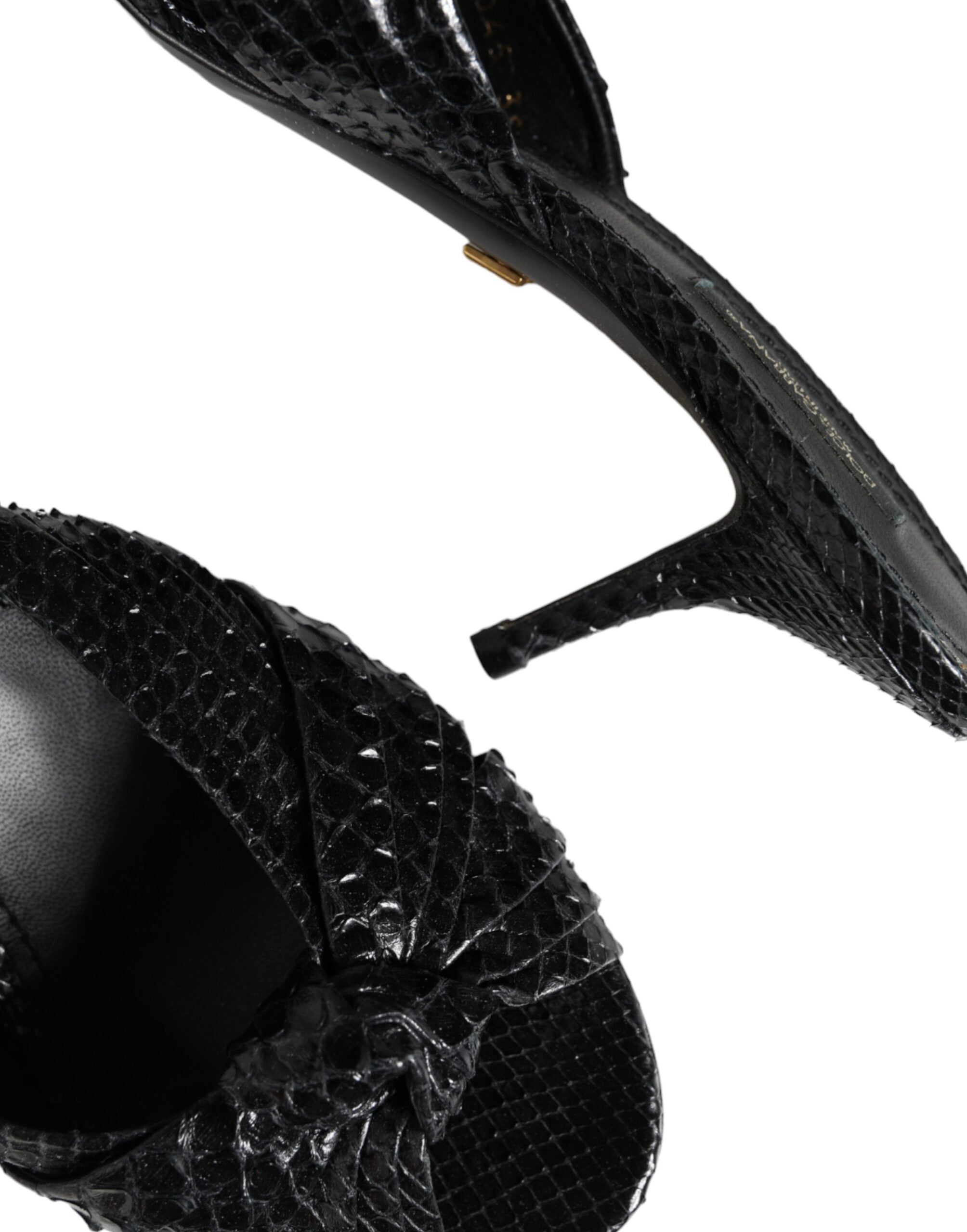 Dolce & Gabbana Black Leather Heels Slides Sandals Shoes - ACCEXO