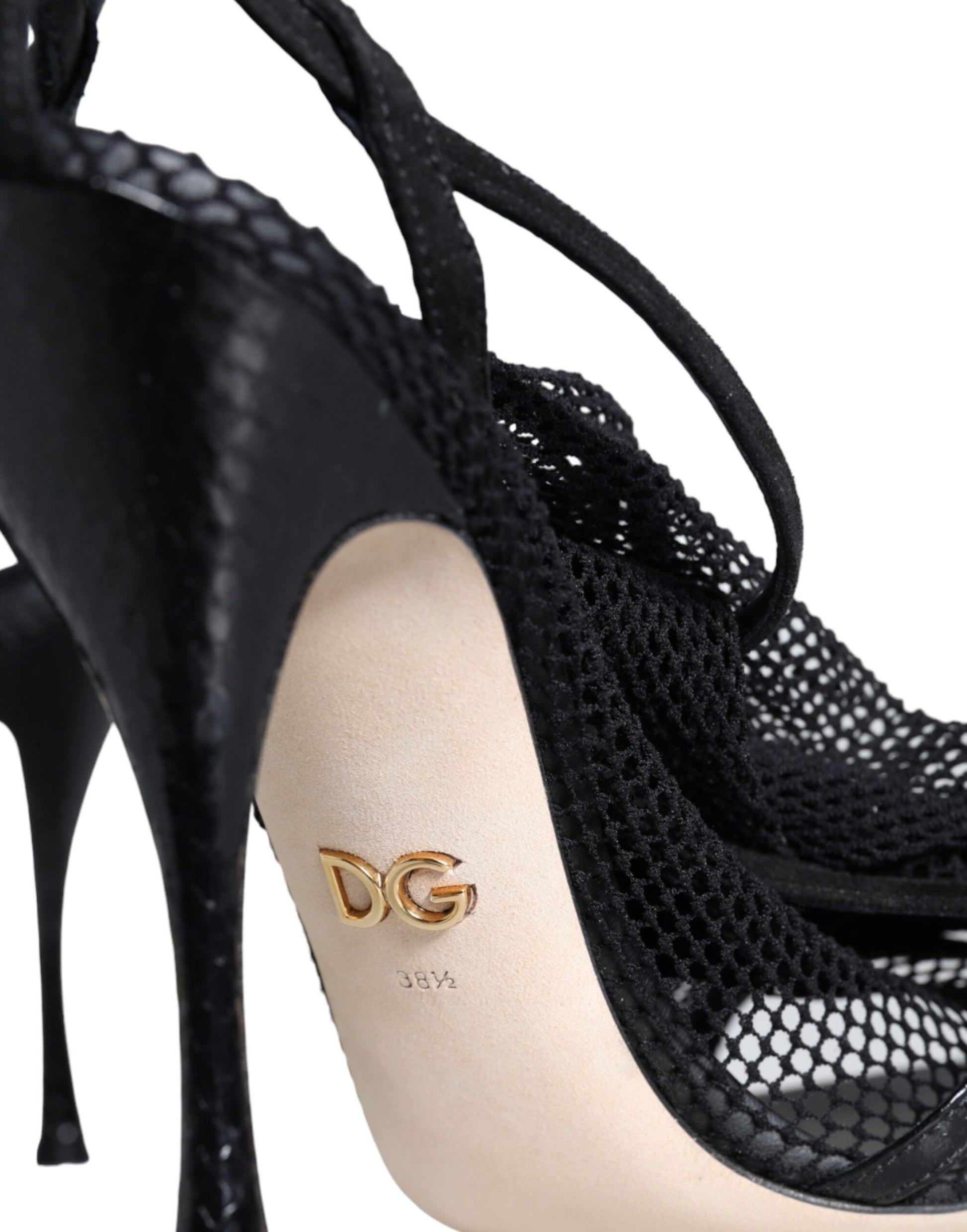 Dolce & Gabbana Black Mesh Stiletto Heels Sandals Shoes - ACCEXO