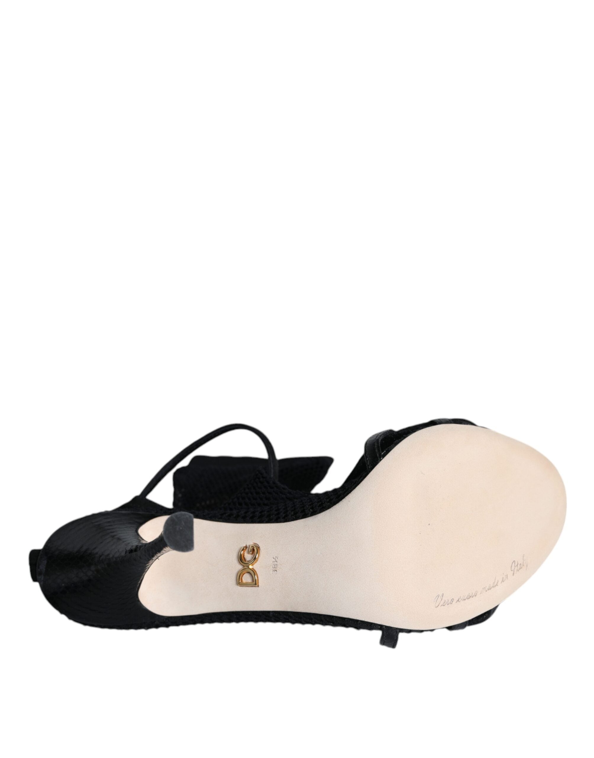 Dolce & Gabbana Black Mesh Stiletto Heels Sandals Shoes - ACCEXO