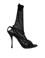 Dolce & Gabbana Black Mesh Stiletto Heels Sandals Shoes - ACCEXO