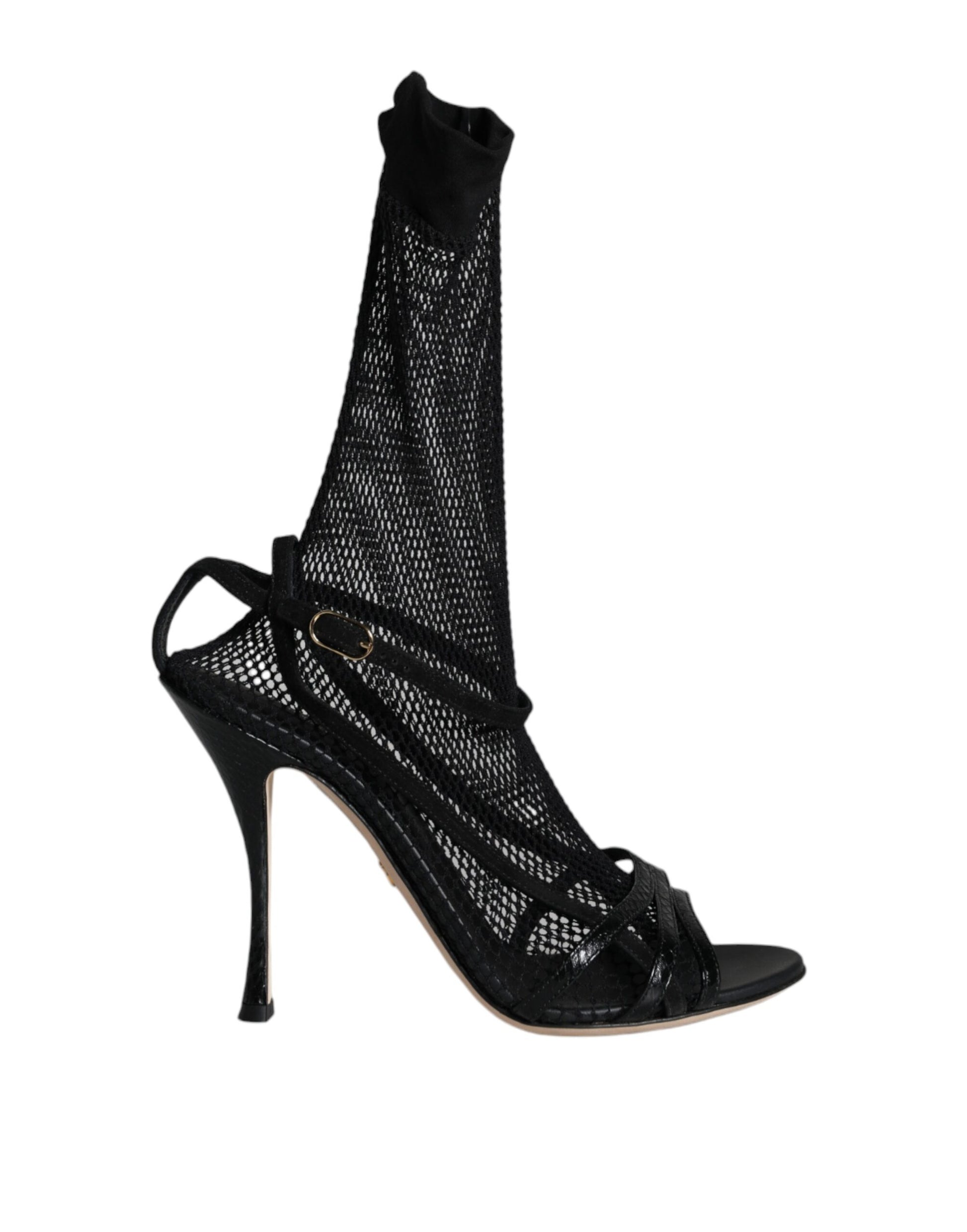 Dolce & Gabbana Black Mesh Stiletto Heels Sandals Shoes - ACCEXO