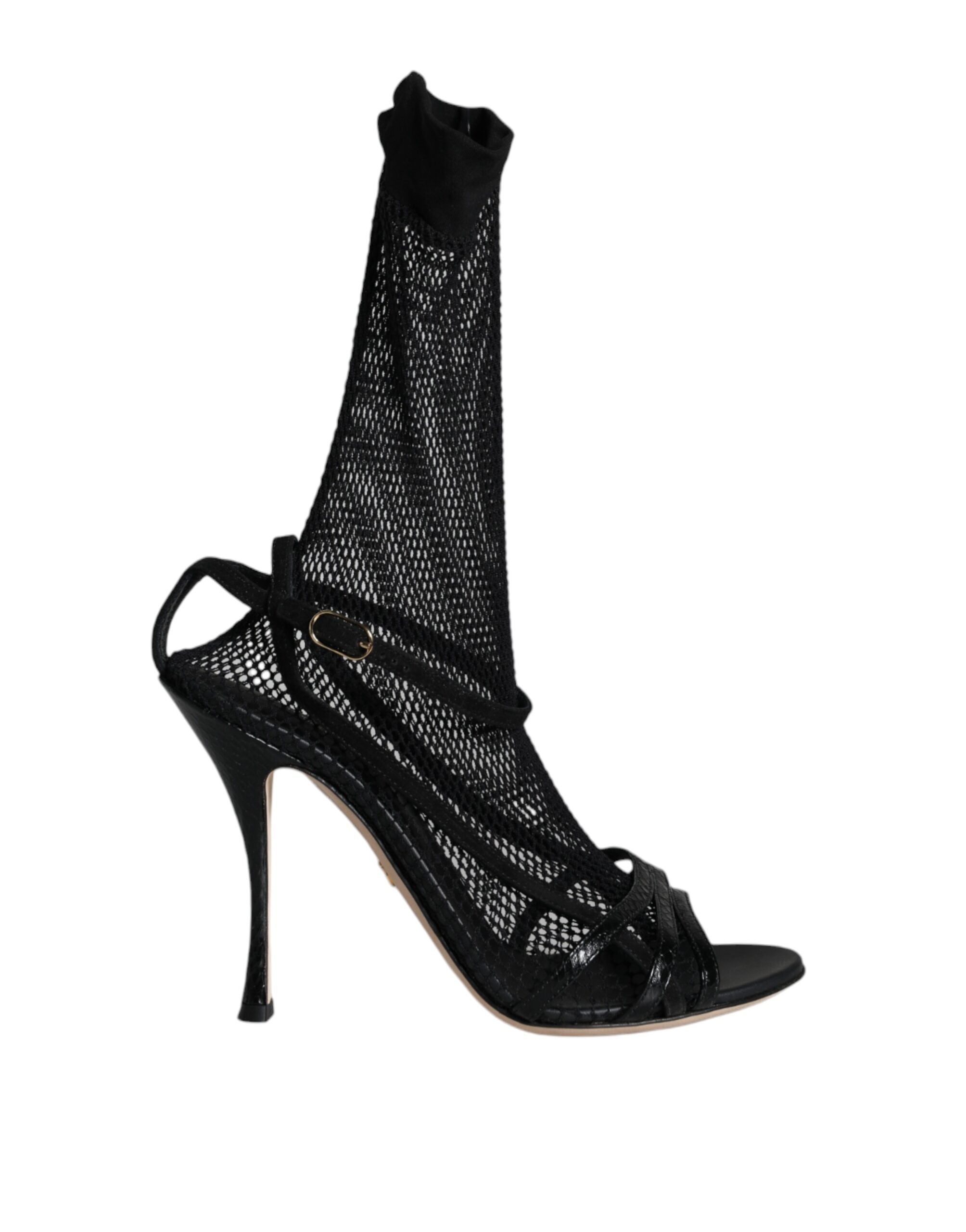 Dolce & Gabbana Black Mesh Stiletto Heels Sandals Shoes - ACCEXO