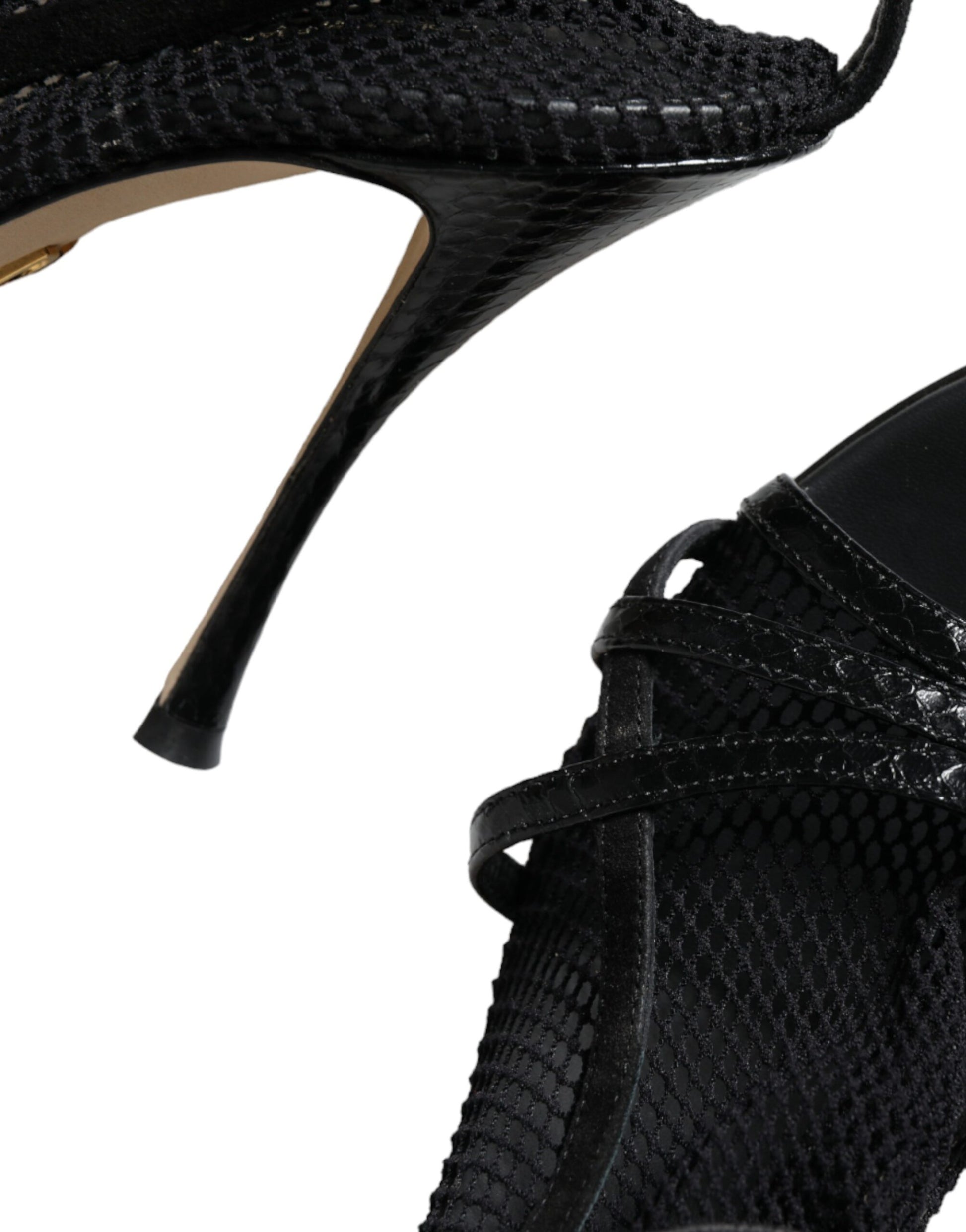 Dolce & Gabbana Black Mesh Stiletto Heels Sandals Shoes - ACCEXO