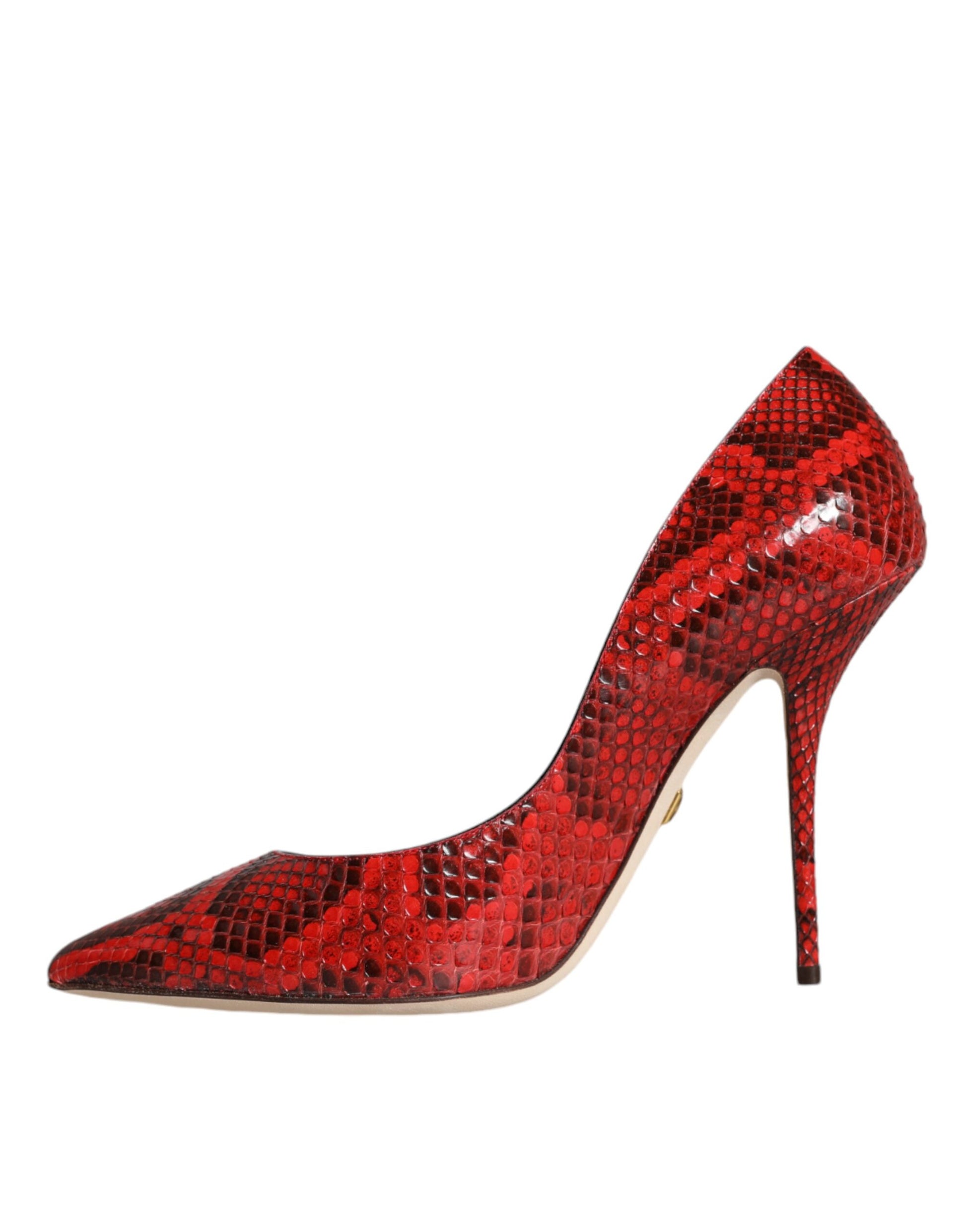 Dolce & Gabbana Red Leather Stiletto High Heels Pumps Shoes - ACCEXO