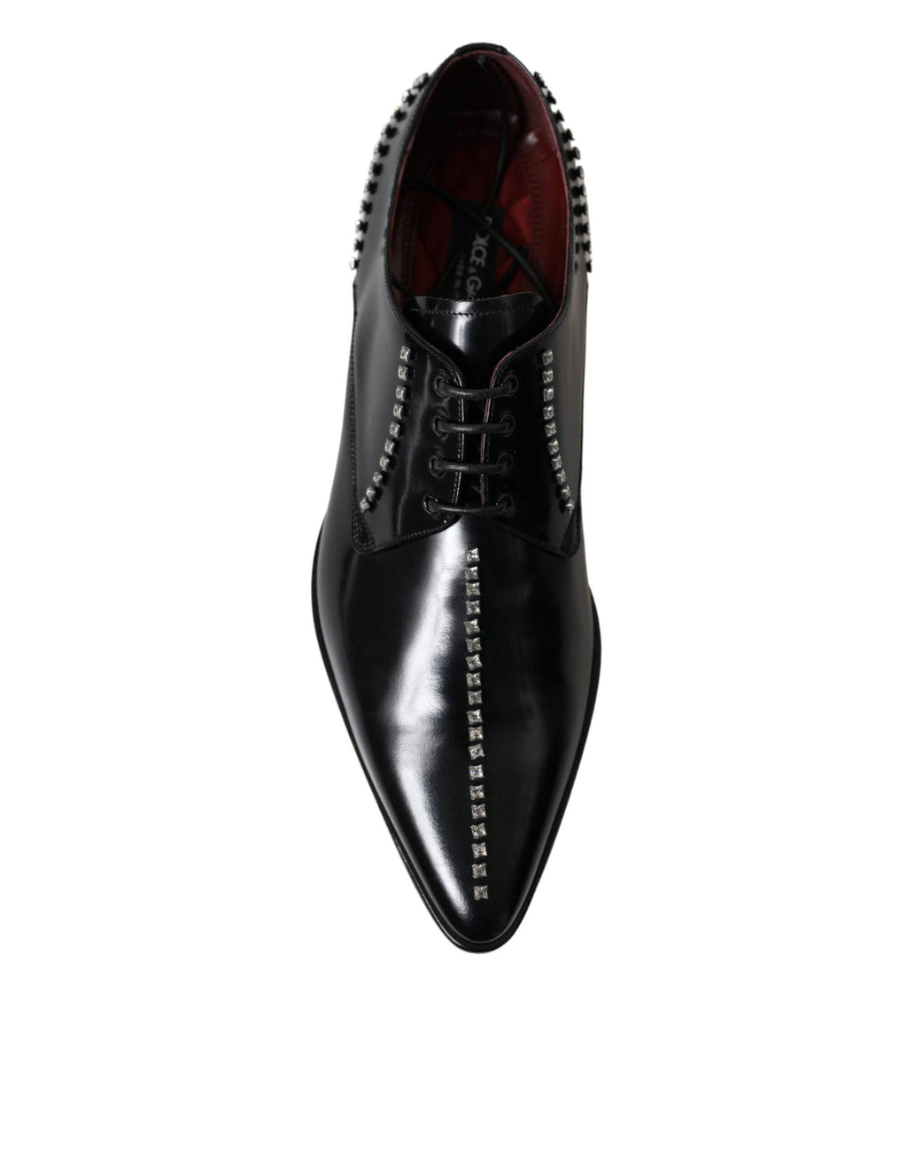 Dolce & Gabbana Black Leather Crystal Dress Formal Shoes - ACCEXO