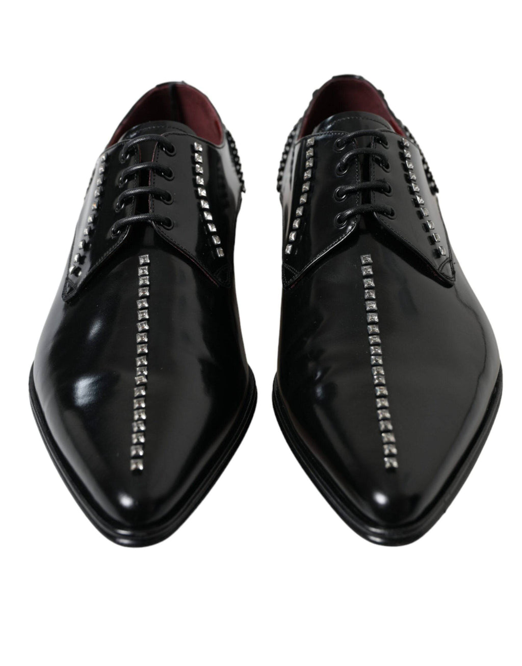 Dolce & Gabbana Black Leather Crystal Dress Formal Shoes - ACCEXO