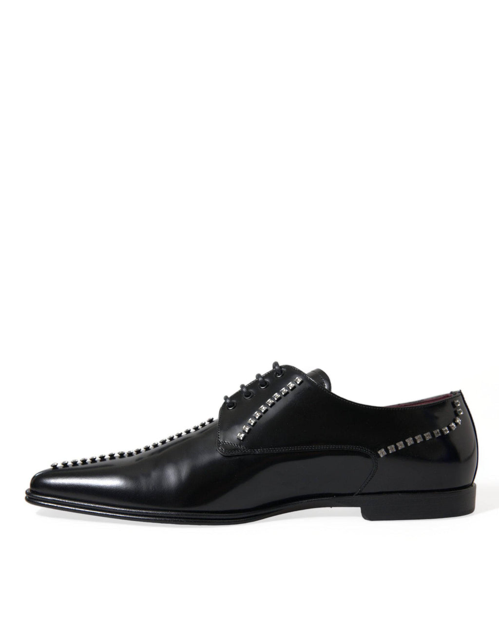 Dolce & Gabbana Black Leather Crystal Dress Formal Shoes - ACCEXO
