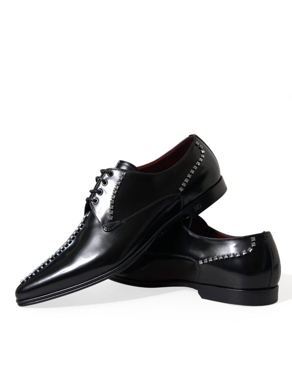 Dolce & Gabbana Black Leather Crystal Dress Formal Shoes - ACCEXO
