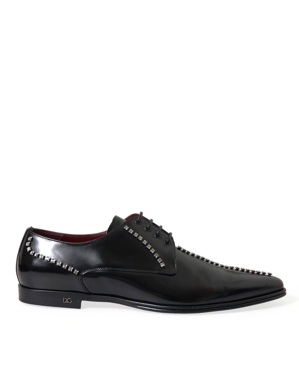 Dolce & Gabbana Black Leather Crystal Dress Formal Shoes - ACCEXO