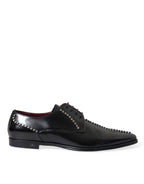 Dolce & Gabbana Black Leather Crystal Dress Formal Shoes - ACCEXO