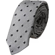 Dolce & Gabbana Gray White Dot Fantasy Silk Adjustable Men Tie