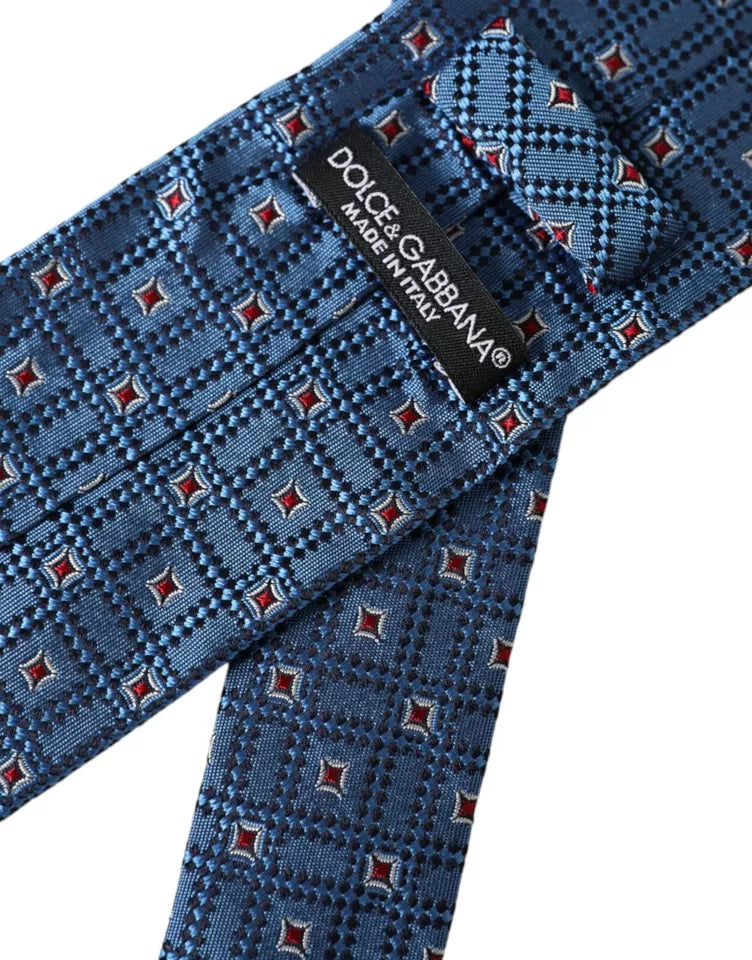 Dolce & Gabbana Blue Patterned 100% Silk Adjustable Men Tie - ACCEXO