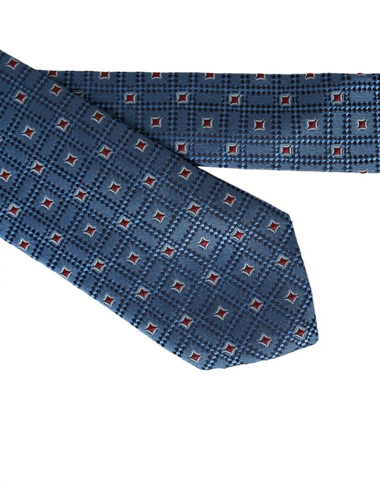 Dolce & Gabbana Blue Patterned 100% Silk Adjustable Men Tie - ACCEXO