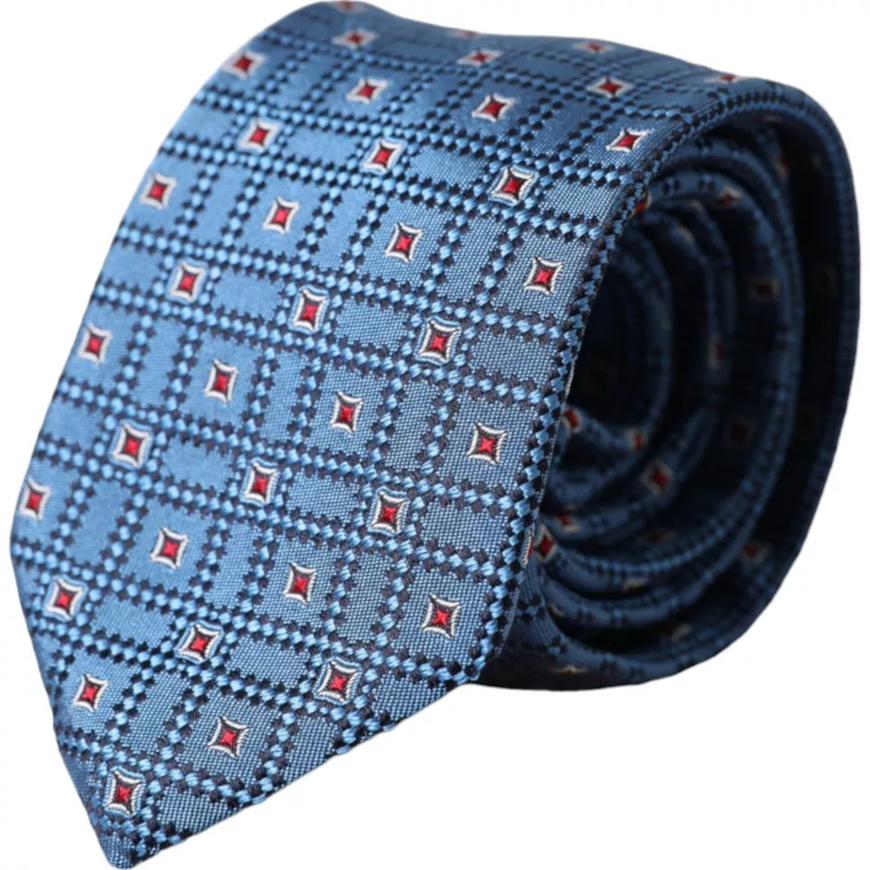 Dolce & Gabbana Blue Patterned 100% Silk Adjustable Men Tie - ACCEXO