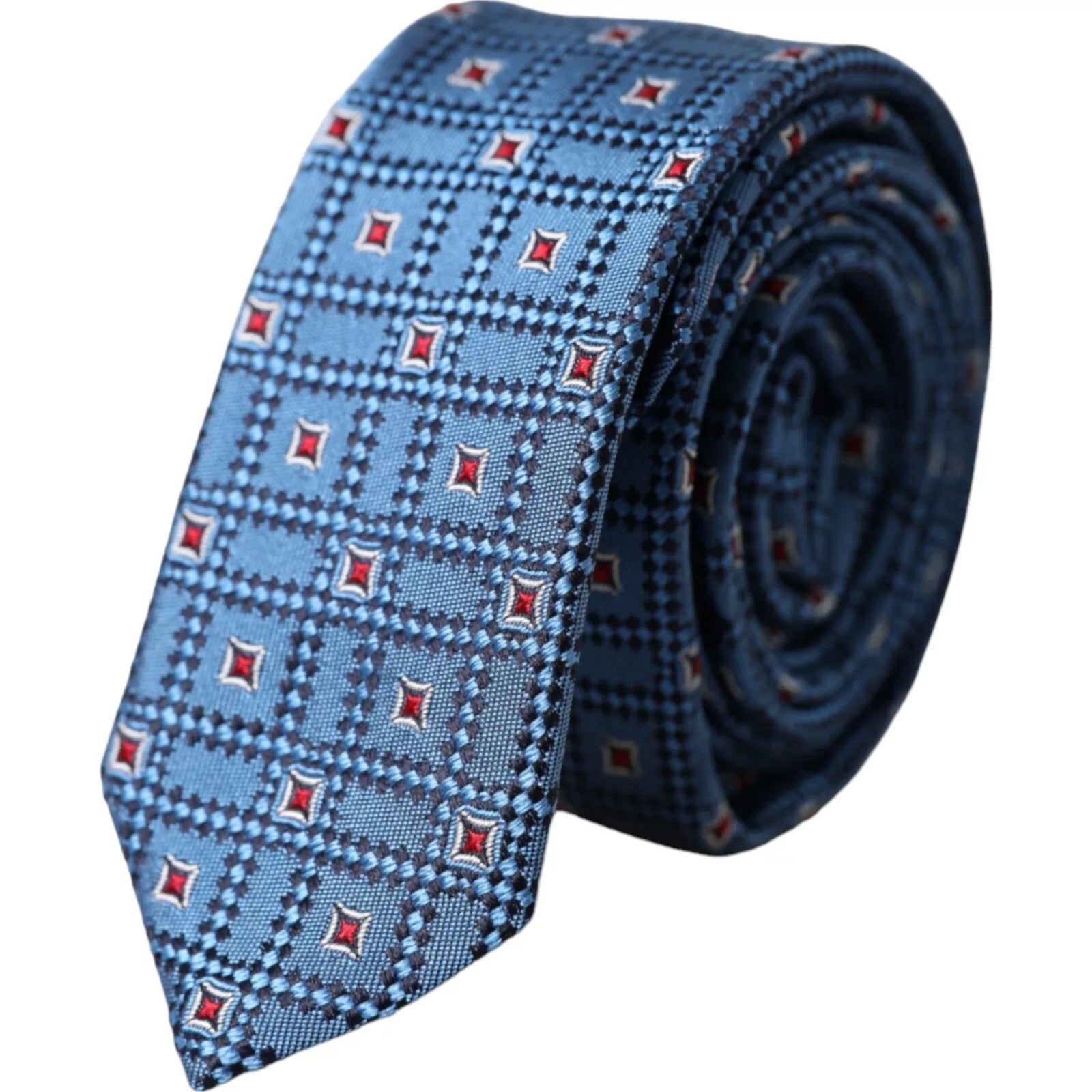 Dolce & Gabbana Blue Patterned 100% Silk Adjustable Men Tie - ACCEXO