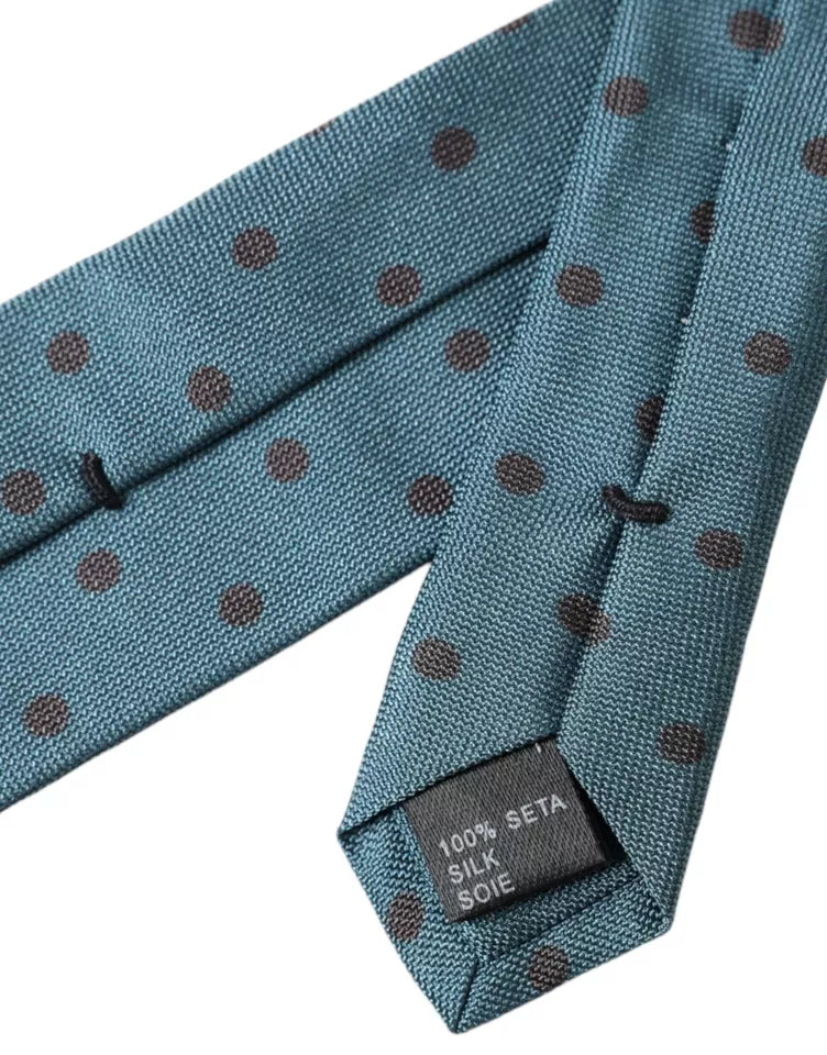 Dolce & Gabbana Green Black Polka Dot Silk Adjustable Men Tie - ACCEXO