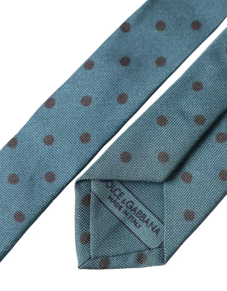 Dolce & Gabbana Green Black Polka Dot Silk Adjustable Men Tie - ACCEXO