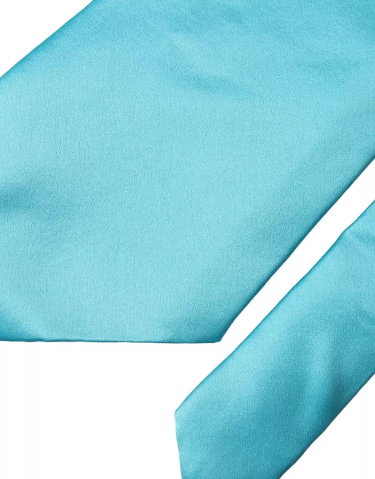 Dolce & Gabbana Light Blue Satin Silk Wide Adjustable Men Tie - ACCEXO