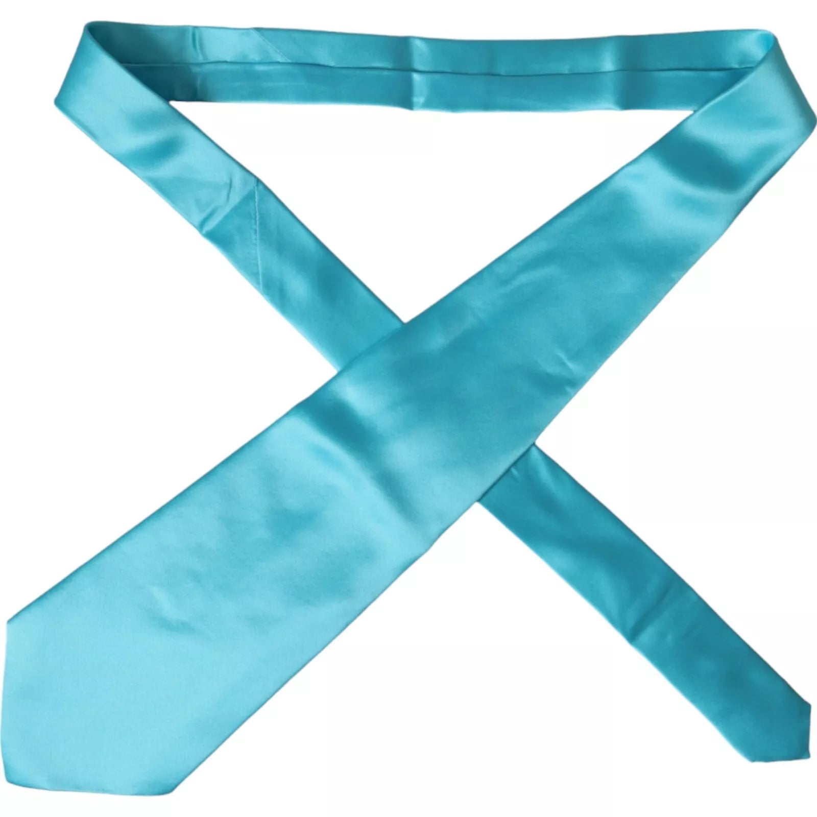 Dolce & Gabbana Light Blue Satin Silk Wide Adjustable Men Tie - ACCEXO