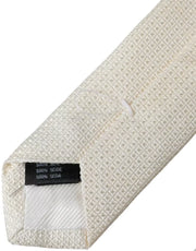 Dolce & Gabbana Off White Patterned Silk Classic Adjustable Tie for Men