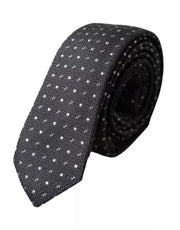 Dolce & Gabbana Dark Gray Polka Dot Silk Adjustable Men Tie