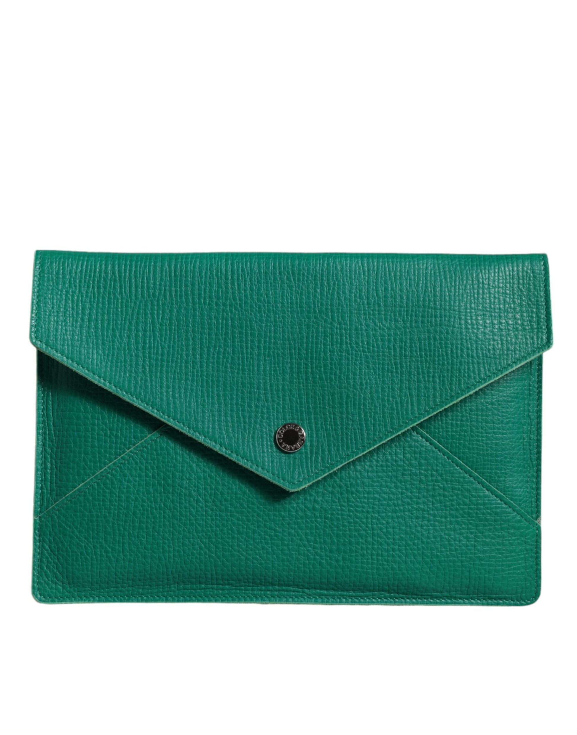 Dolce & Gabbana Green Leather Handbag Clutch Mini Purse Pouch Tablet Case - ACCEXO